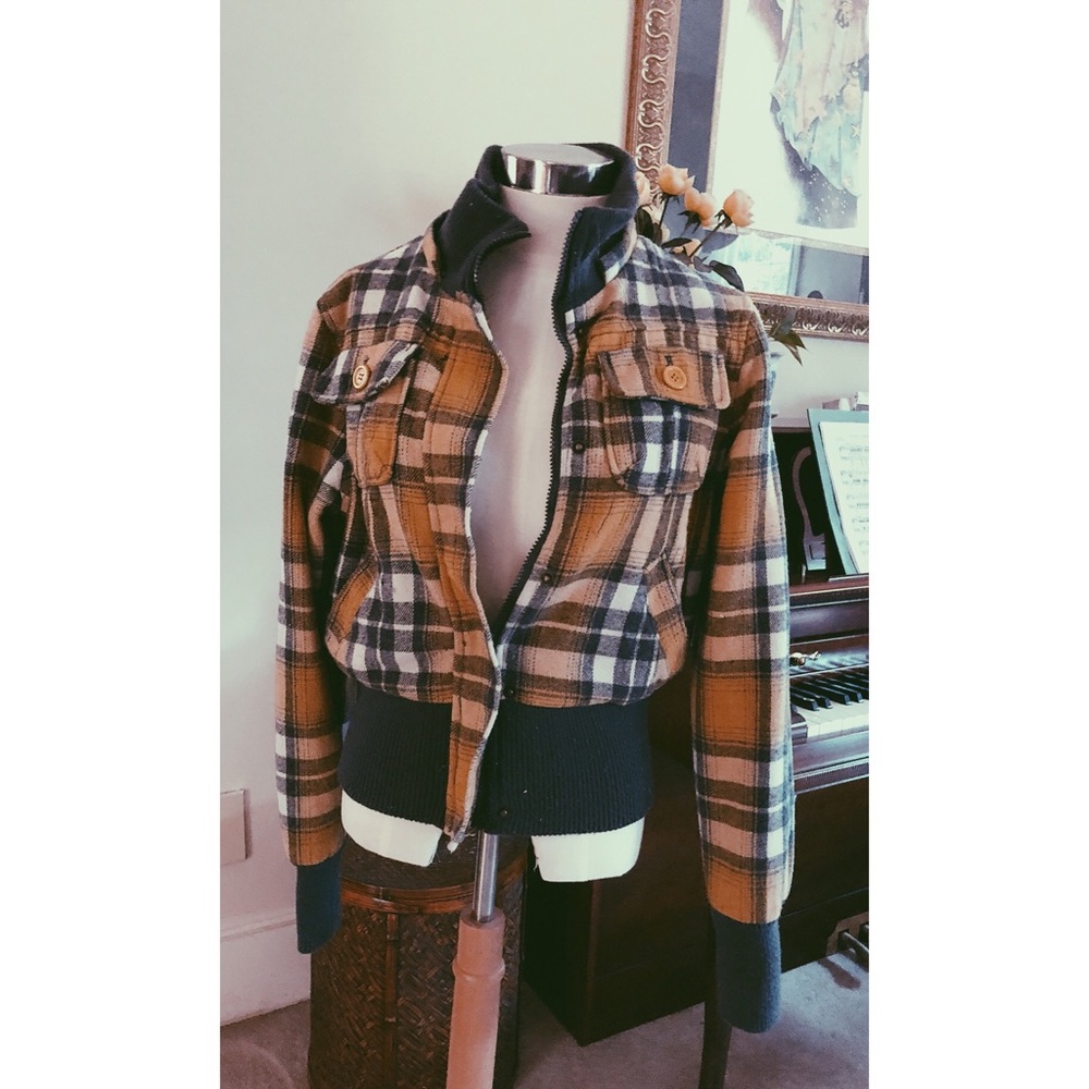 Yellow gray plaid jacket